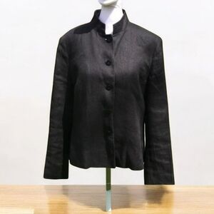 Talbots Petite Irish Linen Blazer/Jacket in Black Size 8